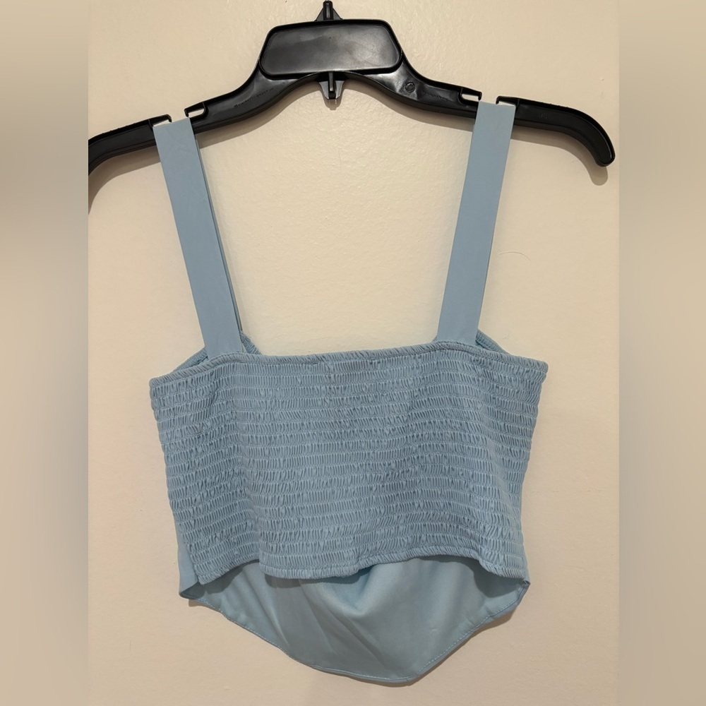 Kendall & Kylie Blue Sleeveless Crop Top with Tie Front - Picture 4 of 4